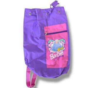 Vintage 1995 Barbie Travel Duffle Sleeping Bag Front Zip Pocket Adjustable Strap